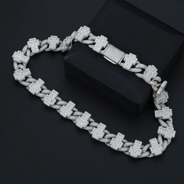 19mm 925 Silver VVS Moissanite Cross Cuban Link Chain
