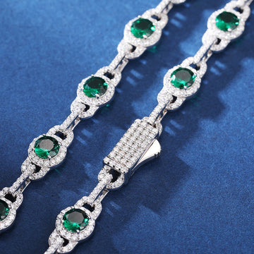 D Color Moissanite Halo Link Chain Necklace – 925 Sterling Silver