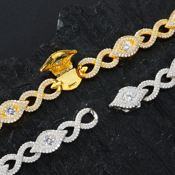 10mm 925 Silver VVS Moissanite Infinity Link Chain Necklace