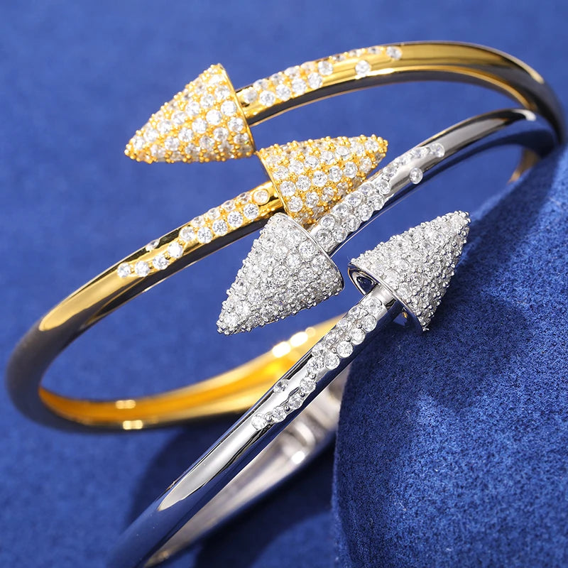 25 Silver Vvs D Moissanite Hip Hop Jewelry Cone Bangle