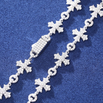 White Gold Plated 12mm Moissanite Chain Necklace – 925 Sterling Silver