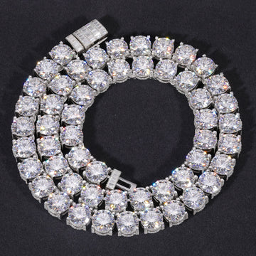 10mm Baguette Buckle Tennis Chain – 925 Sterling Silver