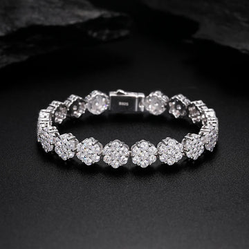New Arrival Fashion 9mm 925 Sterling Silver Diamond Cluster Flower Design Iced