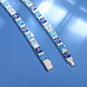 6mm 925 Sterling Silver VVS Moissanite Diamond Blue Princess