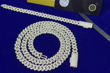 6-8mm VVS Moissanite Cuban Link Chain 925 Silver for Men