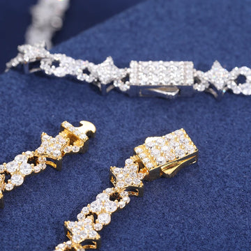 925 Sterling Silver Infinity Chain Moissanite Iced Out Men Cuban Link Bracelet