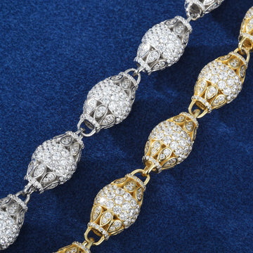 12mm 925 Silver Vvs Moissanite Diamond Iced Out Olive Bracelet