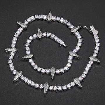 White Gold Plated 925 Sterling Silver Moissanite Tennis Necklace
