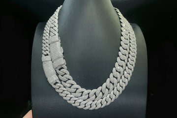 12-15mm Moissanite Cuban Link Chain 925 Sterling Silver Iced Out Necklace