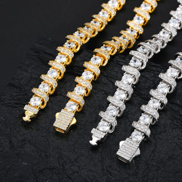 Gold Plated 925 Sterling Silver VVS Moissanite Chain Necklace – 10mm