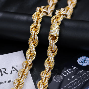 Pass Diamond Tester 8mm-14mm Full VVS Moissanite Iced Out Rope Chain