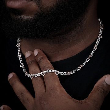 Heart Infinity Link Chain Necklace – 925 Sterling Silver Moissanite