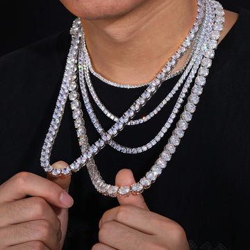 Classic 925 Sterling Silver Moissanite Tennis Chain Necklace