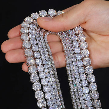 Classic 925 Sterling Silver VVS Moissanite Tennis Chain Necklace