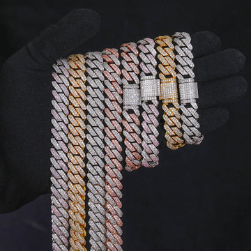 Hip Hop Jewelry 14mm 925 Sterling Silver VVS Moissanite Diamond Iced Out Miami Cuban Link Chain Bracelet Necklace