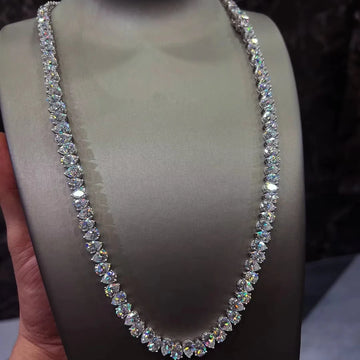 5x8 Pear Shape Moissanite Tennis Link Chain 925 Sterling Silver Necklace