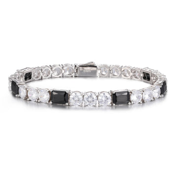 6mm 925 Sterling Silver VVS Moissanite Diamond Black Baguette CZ Cluster Tennis Bracelet