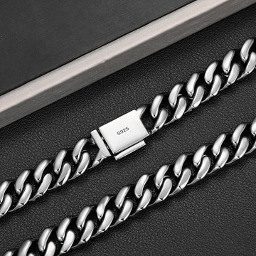 12mm Black Cuban Link Chain