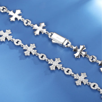 12mm Moissanite Cross Link Chain Necklace – 925 Silver
