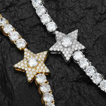 14mm Star Tennis Bracelet 925 Sterling Silver Moissanite Diamond Luxury