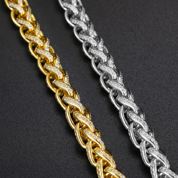 925 Sterling Silver VVS Moissanite Diamond Iced Out Twisted Link Chain Bracelet