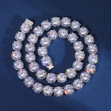925 Silver 15mm Luxury Moissanite Tennis Necklace