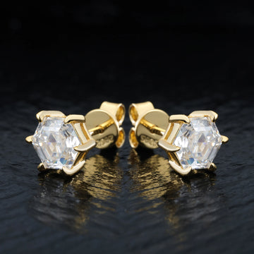 Hexagonal Cut Moissanite Earrings