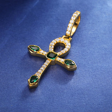 Green Moissanite Cross Pendant