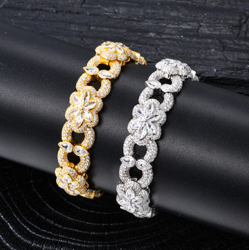 12mm Sterling Silver 925 Gold Plated Shine Iced Out Vvs Moissanite Diamond Flower
