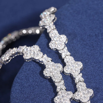 GRA Certified 10mm Moissanite Cross Link Chain – 925 Sterling Silver