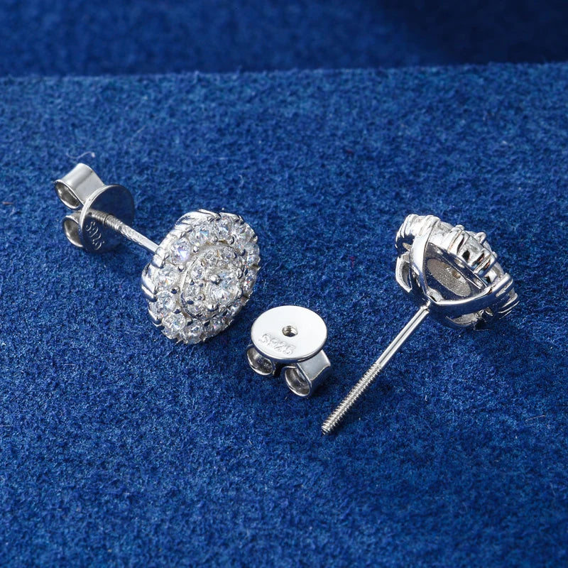 Moissanite Halo Stud Earrings