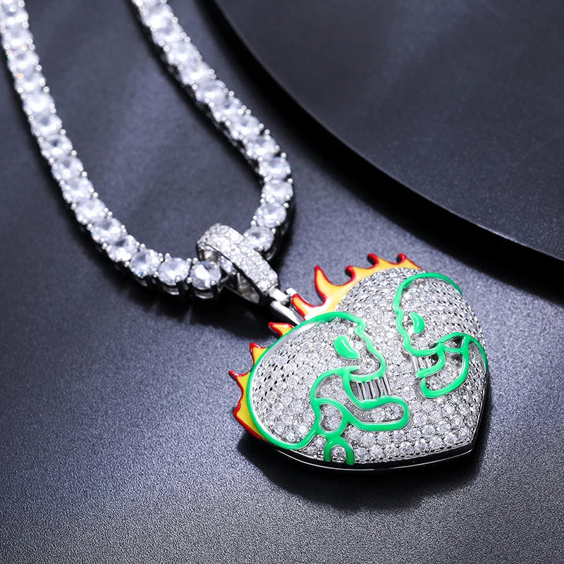Glow in the Dark Skull Heart Pendant