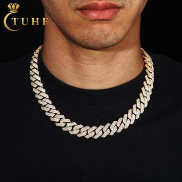 VVS Moissanite Cuban Link Chain Gold Plated Hip Hop Necklace