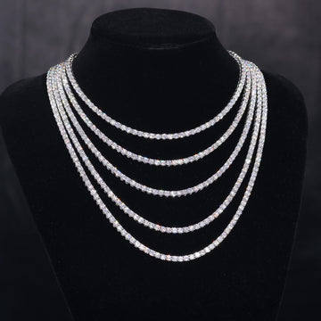 925 Sterling Silver Diamond Tester Pass Moissanite Tennis Necklace