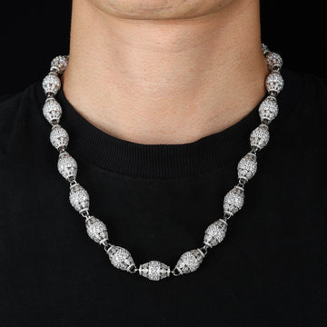 12mm Olive Shaped Link Chain Necklace – 925 Sterling Silver