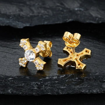 Moissanite Cross Stud Earrings