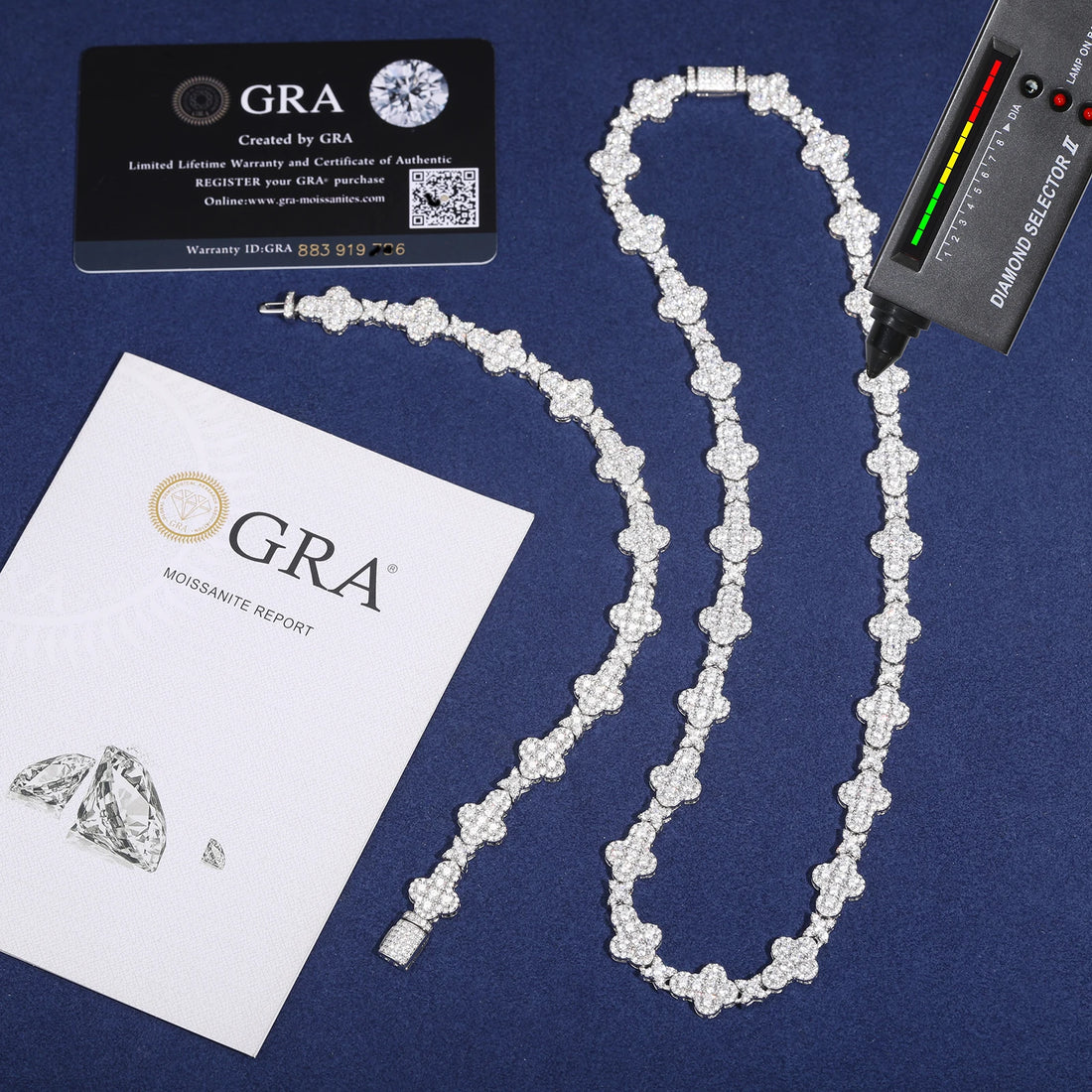 10mm Iced Out Cross Star Link Necklace – 925 Sterling Silver