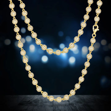 Multi-Size Bead Link Chain Necklace with VVS Moissanite