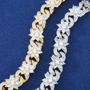 13mm 925 Sterling Silver Pear Cut VVS Moissanite Diamond Flower Link Bracelet