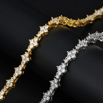 White Gold 925 Sterling Silver Cross Tennis Chain with Moissanite