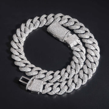 Pass Diamond Tester Moissanite Brass 22mm VVS Cuban Chain Moissanite GRA Certified Miami Cuban Link Chain Necklace
