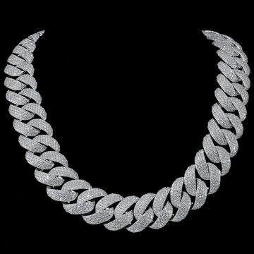 6-15mm Moissanite Cuban Link Chain 925 Silver for Men
