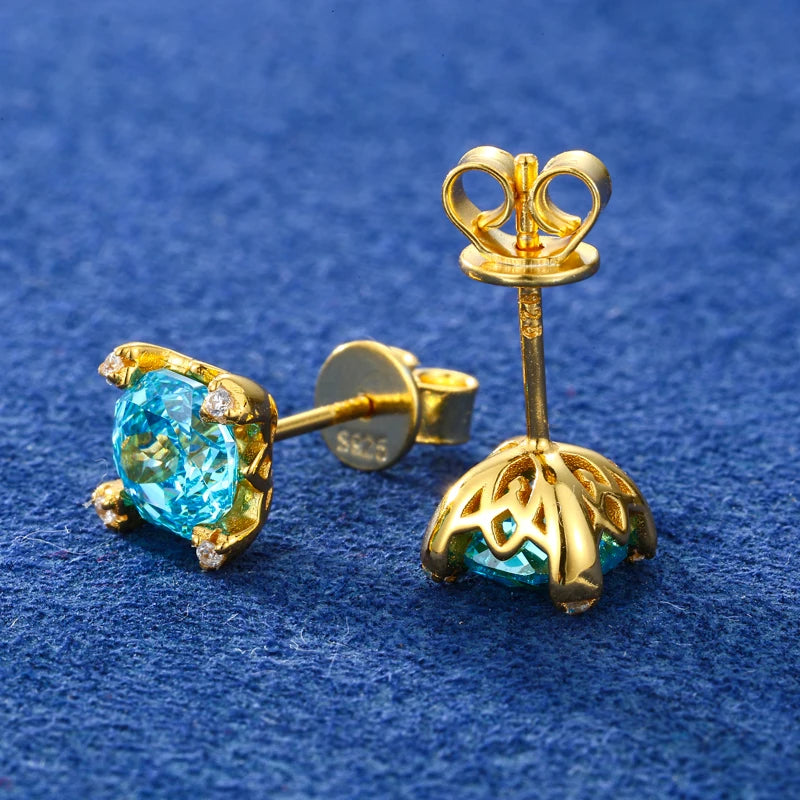 Blue Zircon Stud Earrings