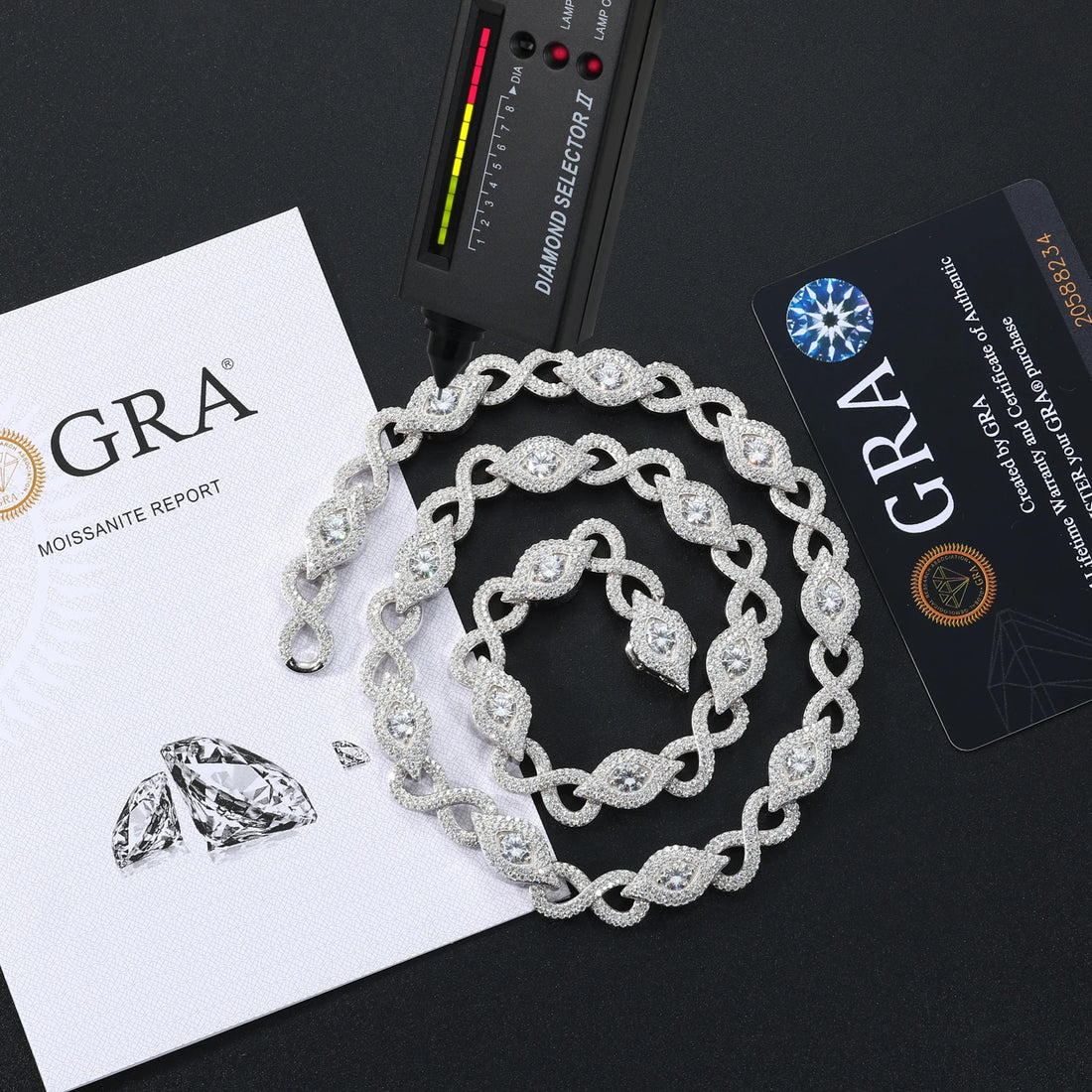 10mm 925 Silver VVS Moissanite Infinity Link Chain Necklace