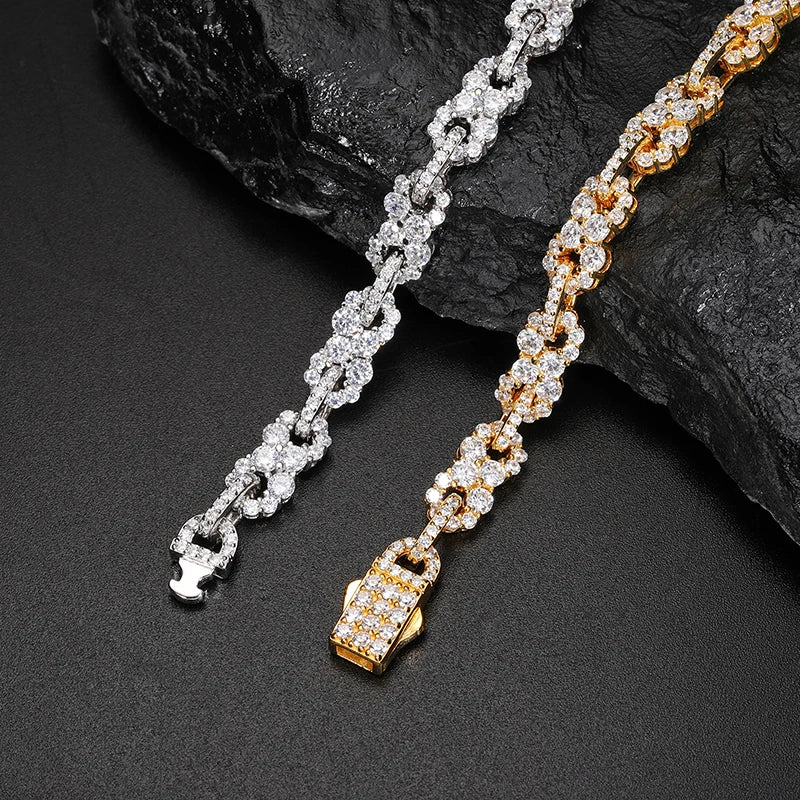 925 Sterling Silver VVS Moissanite Diamond Infinity Cuban Link Chain Bracelet
