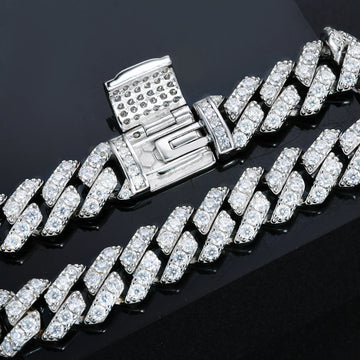 =925 Sterling Silver VVS Moissanite Iced Out Cuban Link Bracelet