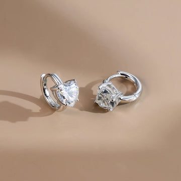 1CT Heart Cut Moissanite Huggie Earrings