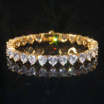 925 Sterling Silver 5mm 6.5mm Vvs Moissanite Diamond Heart Tennis Bracelet