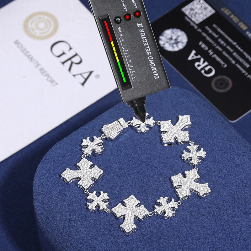 Cross Bracelet 925 Sterling Silver Iced Out Men Bracelet With Certificate
