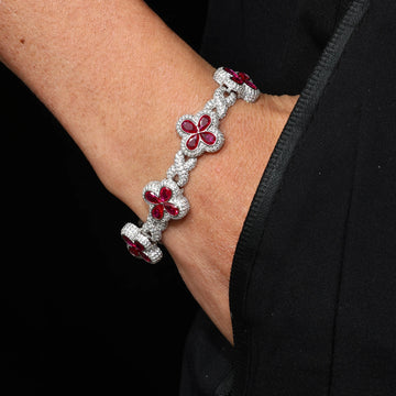 Moissanite Diamond Colorful Iced Out Four Leaf Clover Infinity Link Bracelet